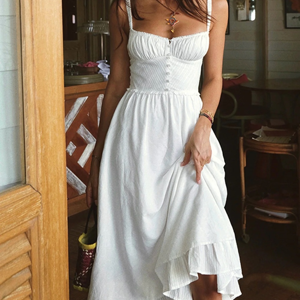 Commense White Midi Dress with Sweetheart Bodice - Picture 5 of 11